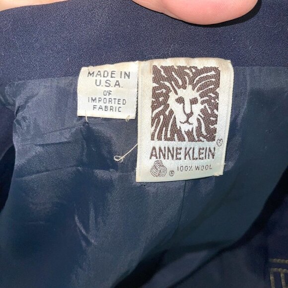 Anne Klein Womens Wool Jacket Navy Blue Size 8 Vintage Crepe Gold Buttons Lined - Picture 4 of 12